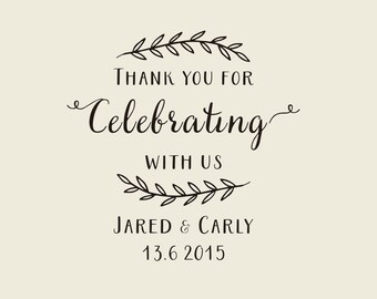 Rustic stamp-Custom Wedding Calligrapy Stamp - Thank You For Celebrating With Us personalized wedding stamp for DIY wedding favors