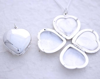 Sterling silver 4 picture locket Necklace, Sterling silver Four photo locket necklace, 4 photo locket. Four picture Heart locket