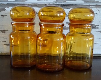 ONE Amber Glass Canister, Gold Glass Jar with Lid, Made in Italy, Clear Storage Container, Fall Autumn Decor
