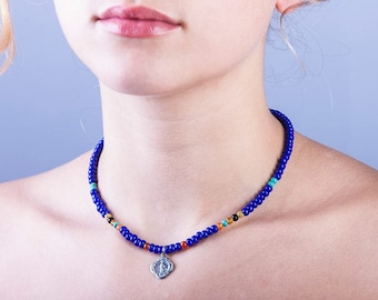 Necklace. Ultramarine blue