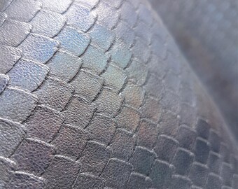 New Arrival - SILVER Metallic Fish Scale Effect Leather Cowhide FULL 15.8 sqft or HALF 8 sqft - Non Iridescent Genuine Leather Skin
