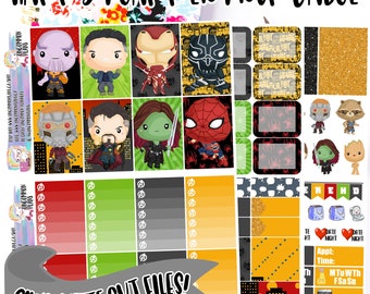 Avengers: Infinity War Printable Planner Stickers Weekly Kit for Classic Happy Planner includes Silhouette Cut Files, Cute Avengers Stickers