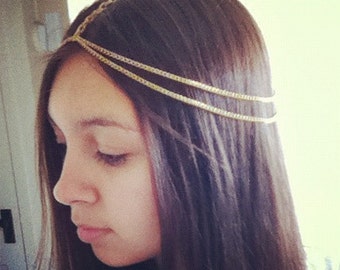 gold double chain headpiece