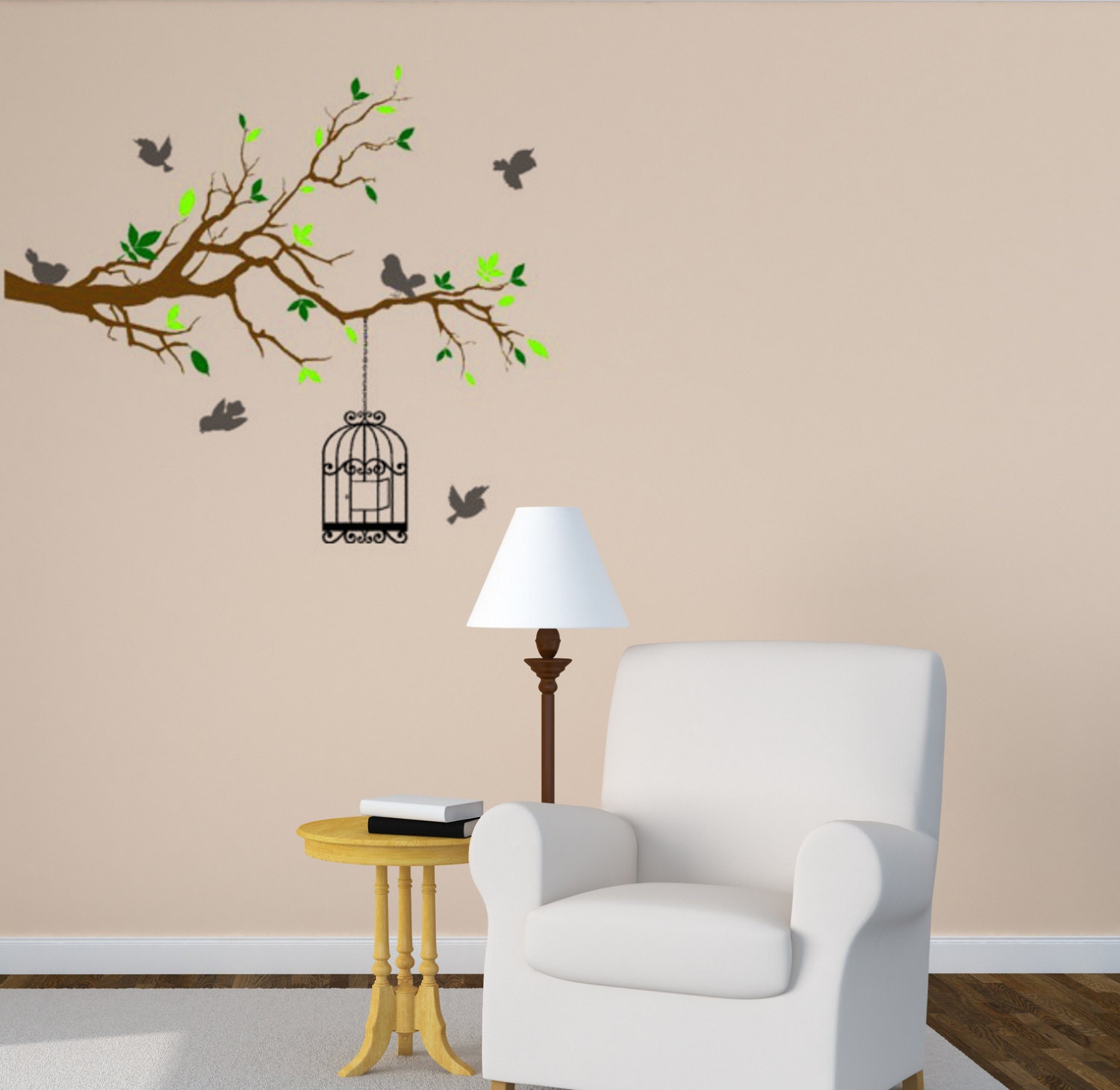 Sticker Mural Darbre Branche Sticker Mural Cage Oiseaux Sticker Mural Darbre Branche Sticker Mural Cage Oiseaux