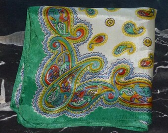 Vintage 60's mod paisley handkerchief rayon or silk
