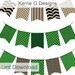 Digital Bunting Green and Beige Flags High res clip art Flag digital embellishments commercial and personal use digital elements