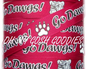 GO DAWGS MAROON Bulldog Cheer Team grosgrain ribbon - 7/8", 1.5" - 5 Yards - Oh My Gosh Goodies Ribbon