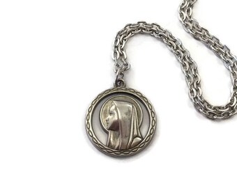 Catholic Necklace Virgin Mary Necklace Our Lady of Lourdes Necklace Pendant Mother of God Charm Religious Jewelry