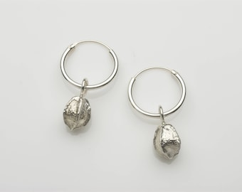 Silver earrings, silver dangle earrings, seed pod earrings