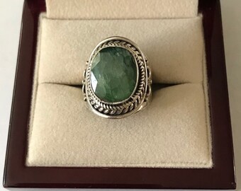 Vintage Sterling Silver Aventurine Ring Size 7.5