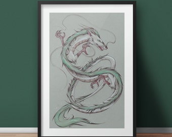 Large - Haku - Spirited Away Art Print
