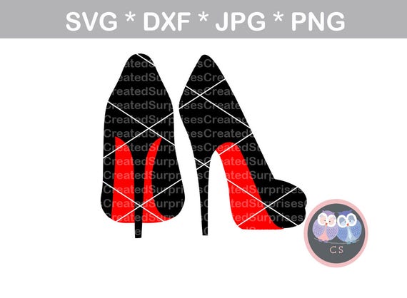 Angled High heels pumps stilettos red svg dxf png jpg digital