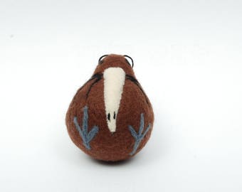 Needle felted Kiwi - New Zealand bird christmas decoration