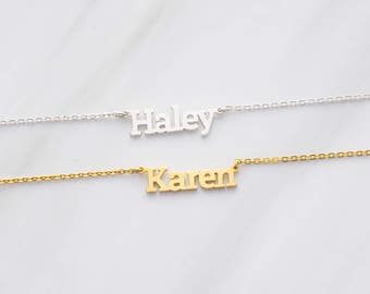 Block Letter Necklace • Kid Name Necklace • Silver Necklace With Name • Personalized Name Pendant • Custom Name Jewelry CNN06