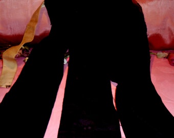 Antique Fabric Victorian Black Silk Remnant With Tails