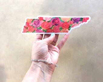 Tennessee State Vinyl Decal / Tennessee Bumper Sticker / Floral Tumbler Decal / Home State Gift / Graduation Birthday Gift for Her