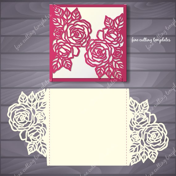 Download Roses Wedding Luxury Card Template for cutting file svg dxf