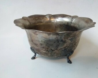 Antique W M Rogers Silver Plated Footed Candy Bowl