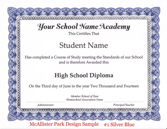 Homeschool Diploma Certificate and Honor Roll