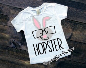 Boys Easter Shirt, Boys Easter Bunny shirt, Hopster, hipster shirt, toddler boys Easter shirt, trendy boys Easter shirt, Trendy Easter shirt