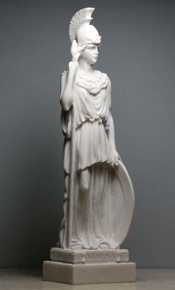 Goddess of Wisdom Athena Minerva Alabaster Statue Figure