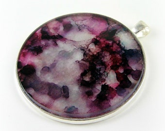 Alcohol Inks on Glass Wearable Art Pendant