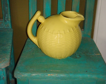Ball Pitcher Lemon Yellow Basket Weave Design