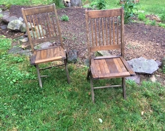 Great Old Wooden Folding Chairs