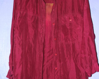 Vintage 90's Raspberry 100% Silk Shirt