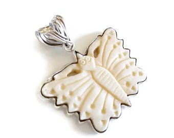 Sterling Silver Carved Butterfly Pendant