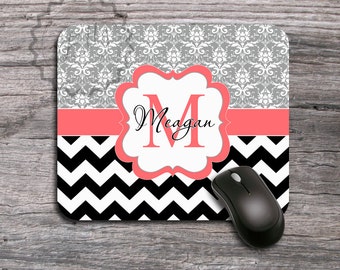 watercolor flowers mousepad cute girly black and polka dots
