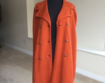 Orange Wool Sweater Cape Robinson's California 1960 1970