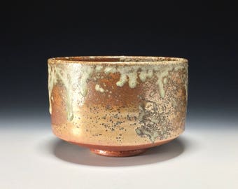 Chawan Matcha cone 10 茶碗 Gold Shino Wood Ash on Stoneware Wabi Sabi