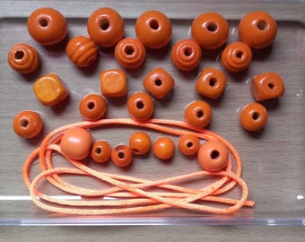 SET OF 27 CORD WITH WOODEN BEADS