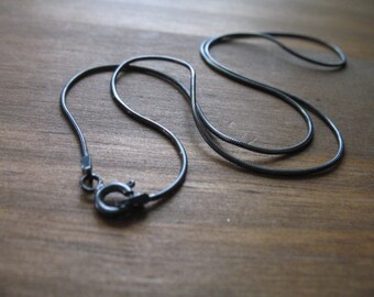 Oxidized Sterling Silver Chain, SNAKE CHAIN, Finished Chain, 1 mm, 16" or 18", wholesale done.solo vintage d69.d ox .