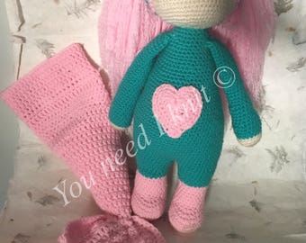 Lalylala doll / mermaid doll / bear doll/ 3 in one doll / crochet mermaid doll / crochet bear doll / crochet lalylala doll / handmade doll
