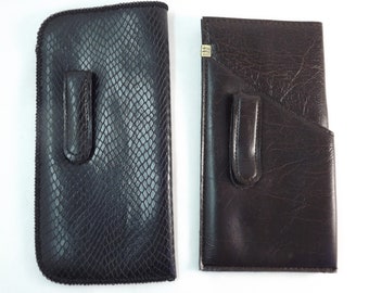 Mens Eyeglass Case, Mens Brown Clip On Eyeglasses Case, Mens Black Eyeglasses Case, Vintage Eyeglasses Cases, Set of 2 Eyewear Cases