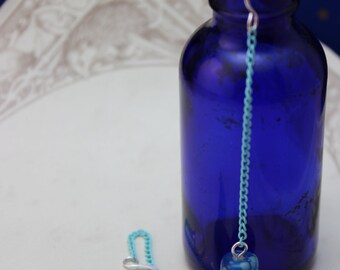 Glass Blue Leaf Earrings