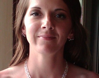 Wedding Necklace . Bride's Necklace . Crystal and Sterling Silver Bride Necklace . Handmade Swarovski Crystal Bridal Necklace