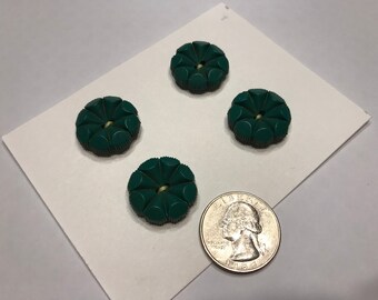 4 dark Grass green Vintage shank Buttons , 20 mm (42)