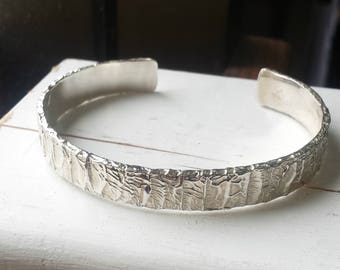 Paint Splatter Cuff Bracelet - Sterling Silver - Rustic Texture, Solid Silver, Medium, Artisan Bracelet, Gift for a Painter
