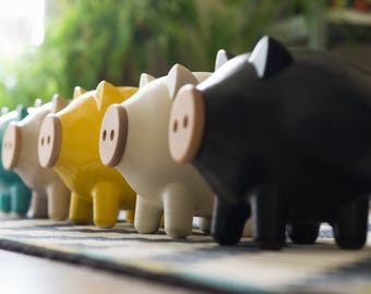 Black & white matte piggy bank, ceramic piggy bank, large piggy bank, kids piggy bank, housewarming gift, Wedding gift, baby shower, PIGZ