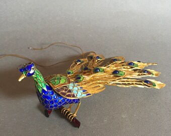 Vintage Cloisonne Enamel Christmas Ornament