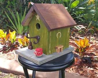Beautiful green cottage Bird House