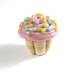 Handmade Vanilla Glass Cupcake Bead With Pink Frosting and Turquoise and Lime Green and Yellow Sprinkles