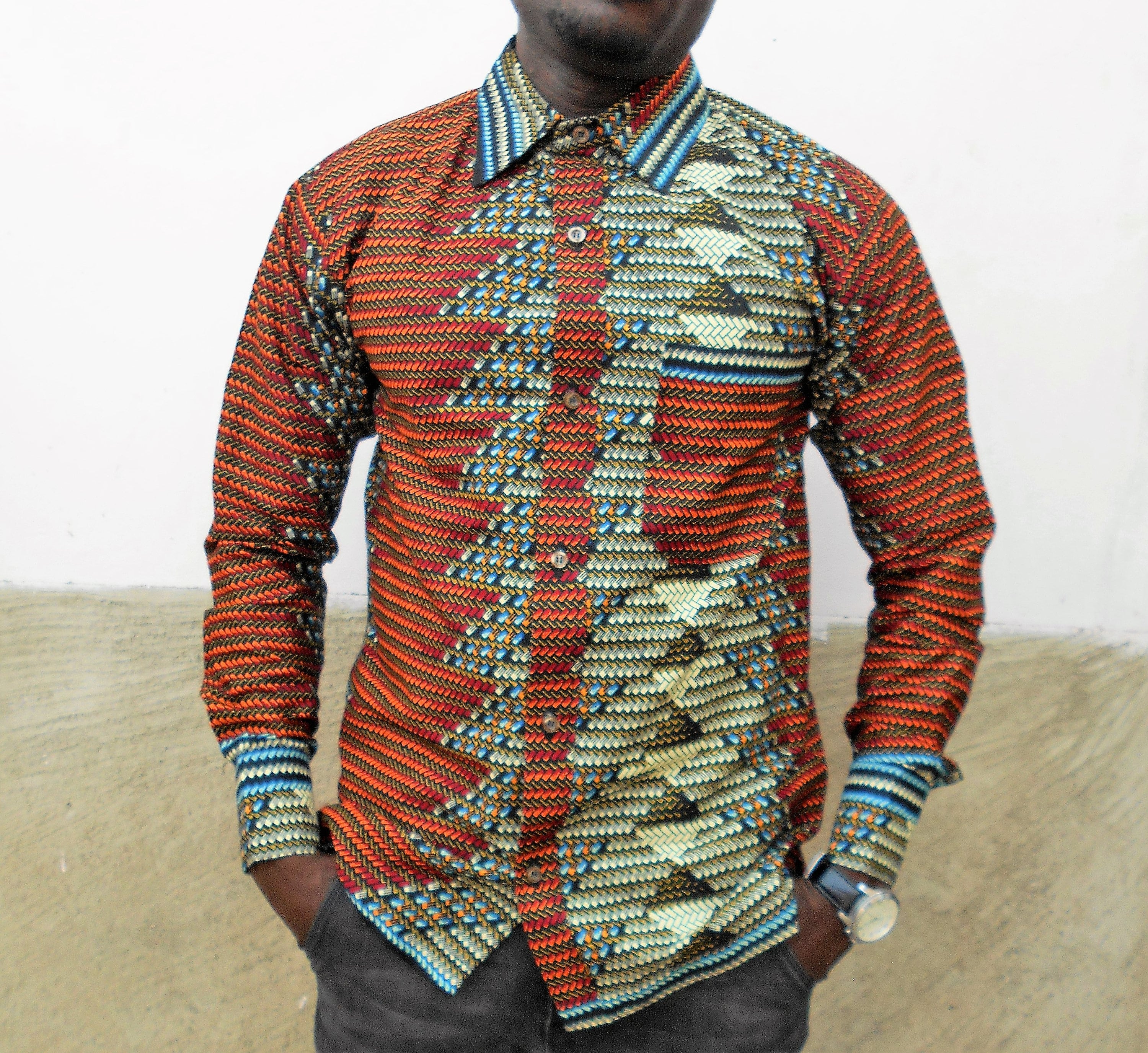 Men's Ankara shirt African print shirt Long sleeve