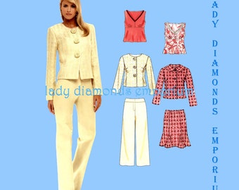 New Look 6570 Womens Raised Waist Top Fluted Skirt Pants Princess Seam Jacket size 10 12 14 16 18 20 22 Petite to Plus Size Pattern Uncut FF