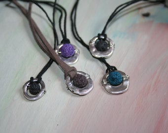 Earthtones Lava Stone Diffuser Necklace, Aromatherapy Natural Necklace, Essential Oil Necklace, Lava Stone Necklace, Aromatherapy Jewelry