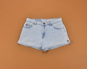 Levis Denim Shorts, Levis Jean Shorts, Vintage Levis Shorts, High Waist Shorts, Distressed Faded Light Wash Denim Shorts, 90s Jeans Shorts