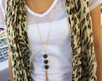 Beaded Balls Long Tassel Necklace